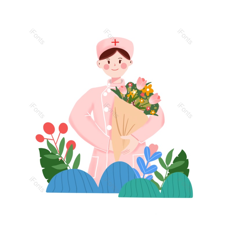 手绘插画图片,白衣天使元素,护士PNG,护士节免抠素材